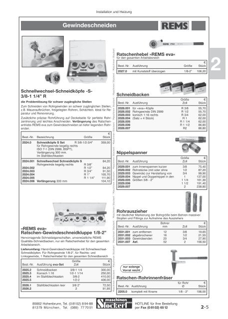 Maschinen Stockert Hauptkatalog