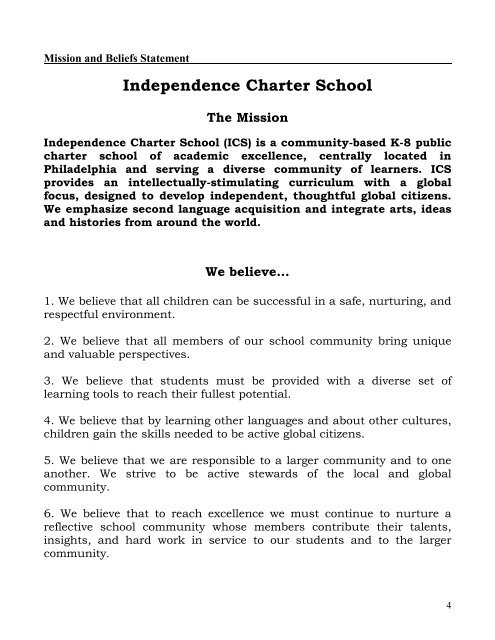 Parent & Student Handbook - Independence Charter School