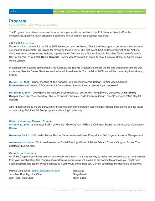 Fall 2009 Toronto Chapter Newsletter - FEI Canada