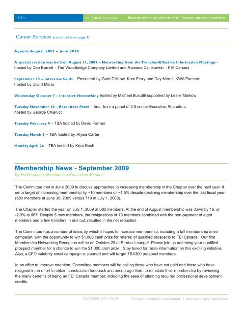 Fall 2009 Toronto Chapter Newsletter - FEI Canada