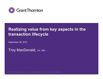 Realizing value from key aspects in the transaction lifecycle