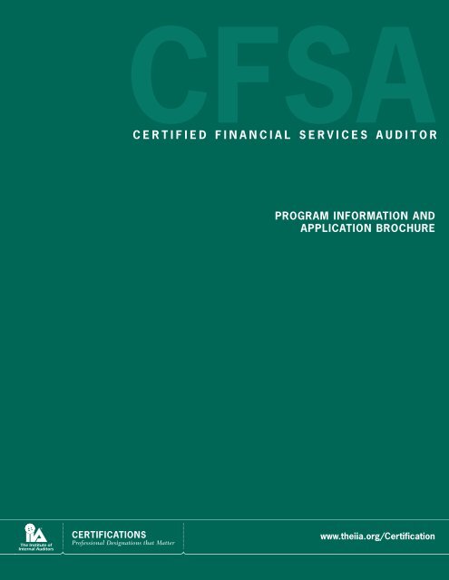 cfsa certified financial services auditor - Institut fÃ¼r Interne Revision ...