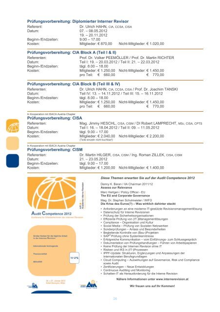 Seminarprogramm - Institut fÃ¼r Interne Revision Ãsterreich