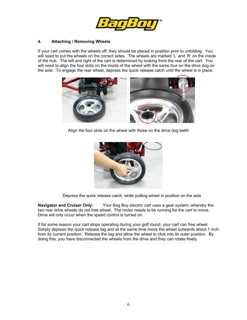 Bag Boy Electric Cart Manual rev2 - Bag Boy Company