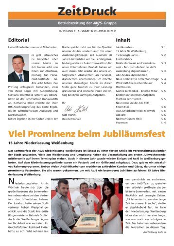 Viel Prominenz beim JubilÃ¤umsfest - AvJS Personal