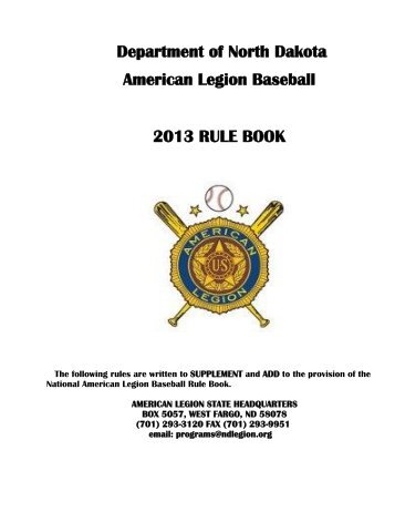 2013 Baseball Rule Book - The American Legion Department of ...