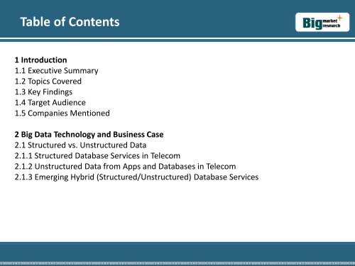 Business Case of Telecom Structured Big Data Market, and Analytics: Forecasts 2015-2020