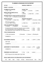 plumbing & drainage status report - Land and Planning Services