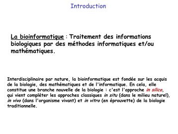 Introduction Ã  la bioinformatique - silico.biotoul.frsilico.biotoul.fr