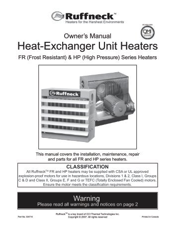 Ruffneck FR Frost Resistant Unit Heater/Hp High Pressure Unit ...