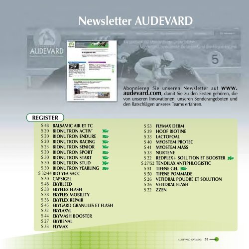 Zusammensetzung der Produkte - Audevard