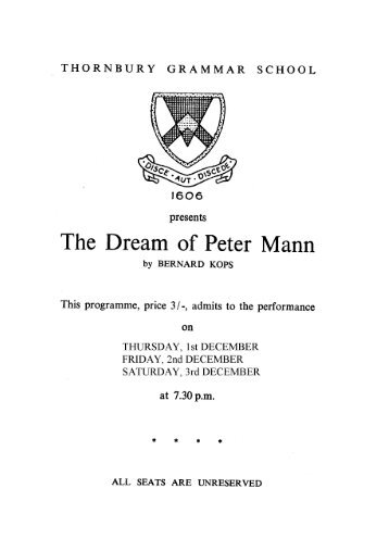 The Dream of Peter Mann - Thornbury Grammar School