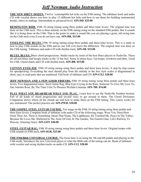 Pedal Steel Guitar Chords Chart