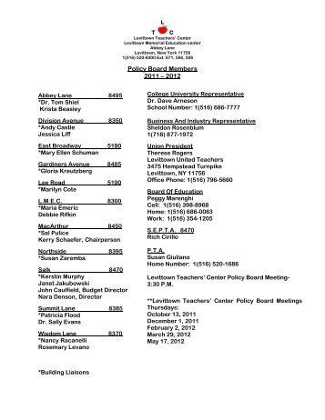 Policy Board Members 2011 â 2012 - Levittown Public Schools