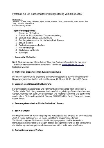 FS_Protokoll 080107\374 - Fachschaft Biologie der CAU Kiel