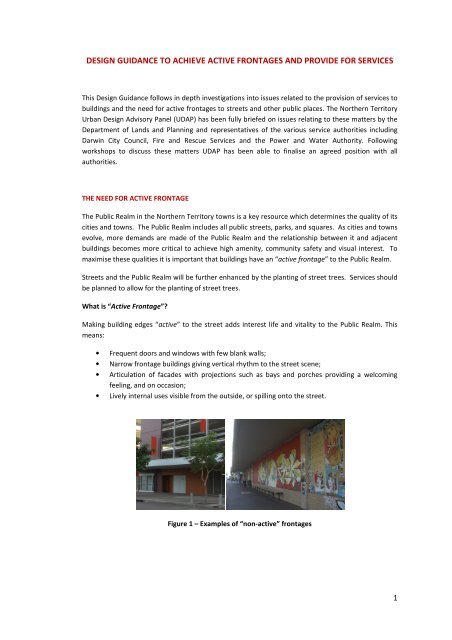 design guidance to achieve active frontages and provide for services