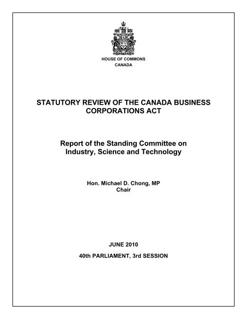 statutory review of the Canada Business Corporations Act