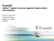 AdVac®-based vaccines against tuberculosis and malaria - Crucell