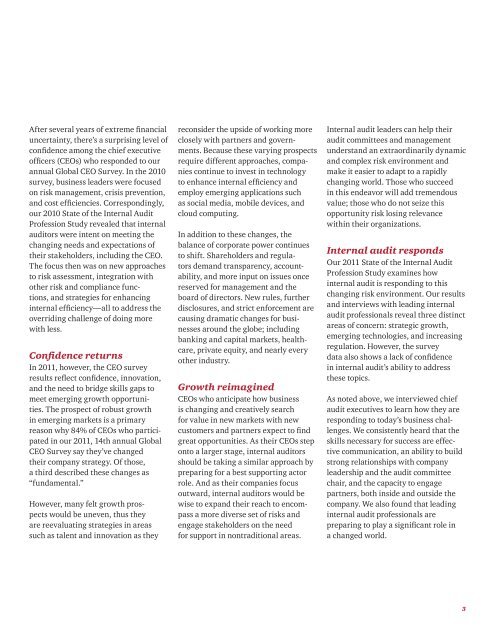 2011 State of the Internal Audit Profession Study - PwC