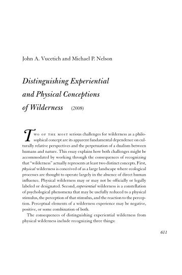 Distinguishing Experiential and Physical Conceptions of Wilderness ...