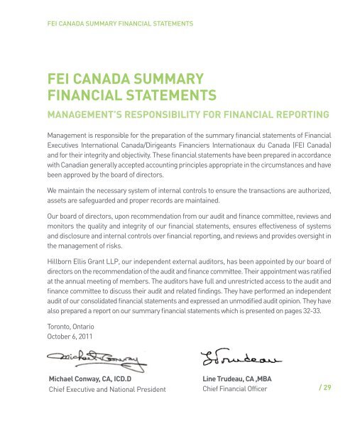 FEI CANADA 2011 ANNUAL REPORT