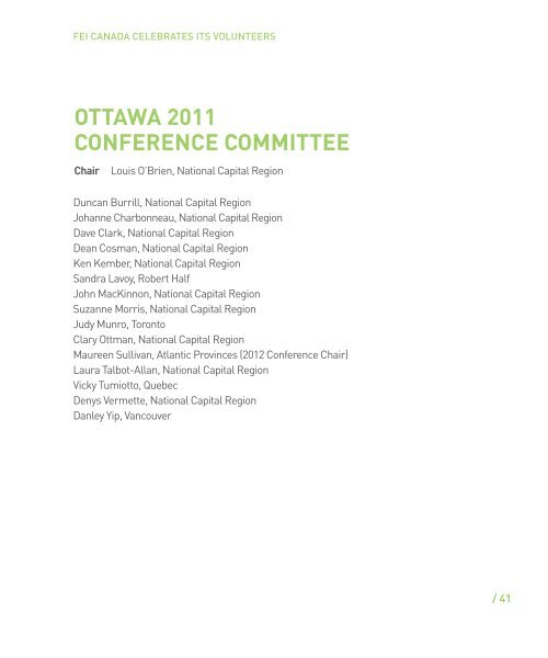 FEI CANADA 2011 ANNUAL REPORT