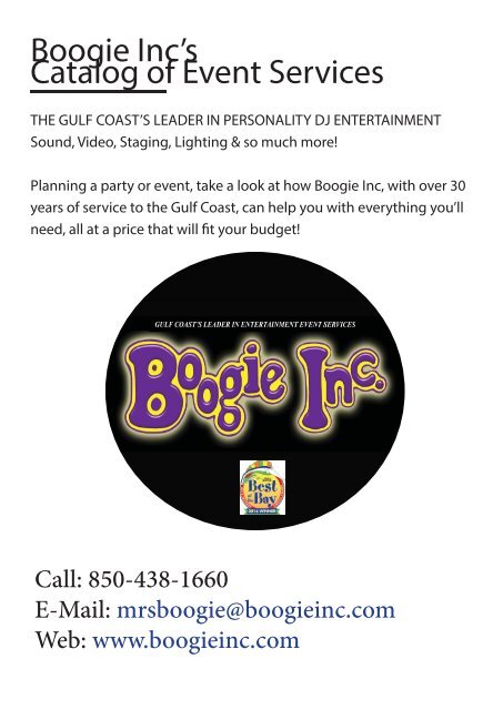 Boogie Inc’s Catalog of Event Services - AV Only