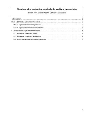 Structure et organisation générale du système immunitaire - ASSIM