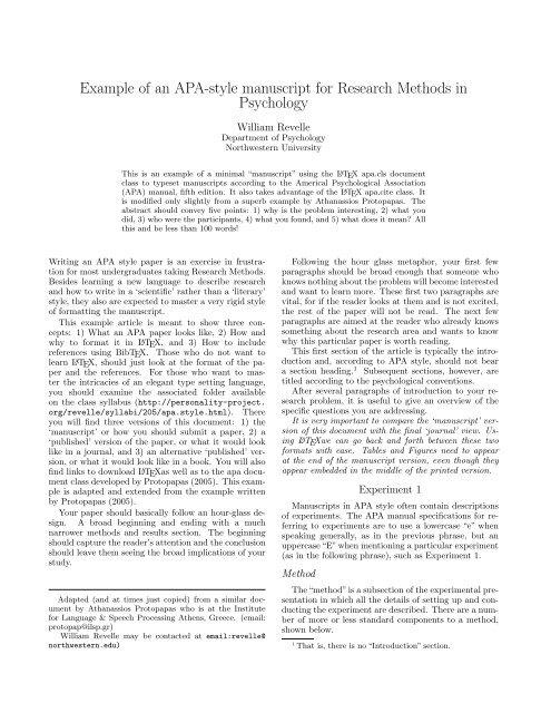 Example Of An Apa Style Manuscript For Research Methods In