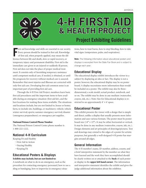 4 H First Aid Health Project South Dakota State University