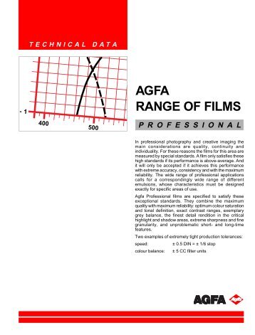technicaldata agfa range of films professional