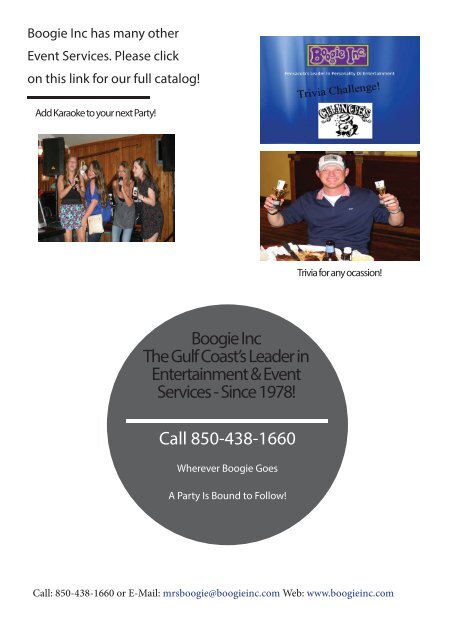 Boogie Inc’s Catalog of Event Services
