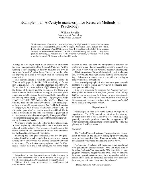 psychology research paper sample apa format
