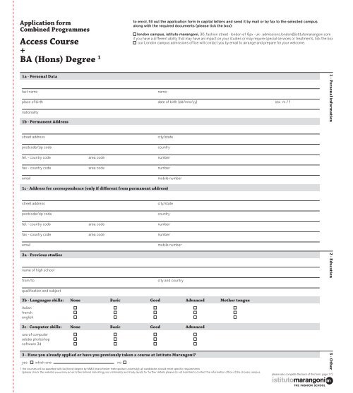 BA (Hons) Degree 1 - Istituto Marangoni