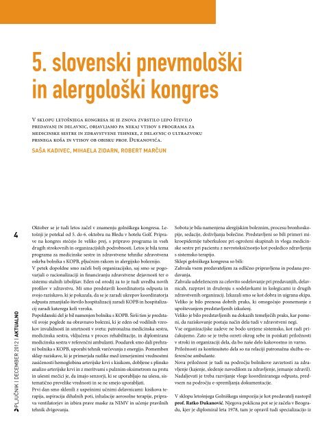 PljuÄnik - Å¡tevilka 4. Letnik 2012 (.pdf) - BolniÅ¡nica Golnik