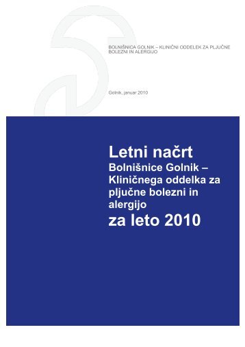 Program dela in finanÄni naÄrt 2010 - BolniÅ¡nica Golnik