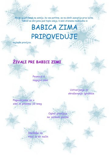 BABICA ZIMA PRIPOVEDUJE - vrtec-miskolin