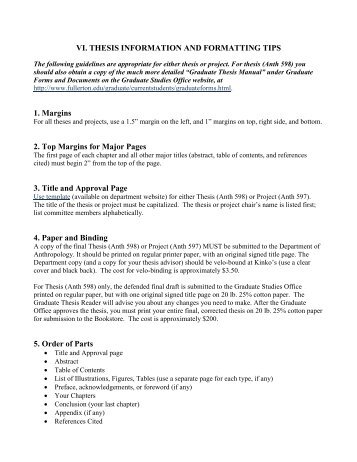 Thesis Information and Formatting Tips