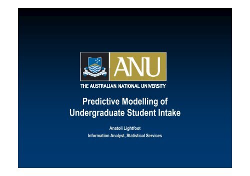 Predictive Modelling of Undergraduate Student Intake - aair