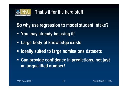 Predictive Modelling of Undergraduate Student Intake - aair