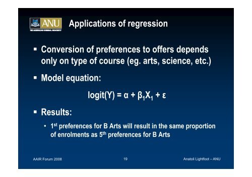 Predictive Modelling of Undergraduate Student Intake - aair