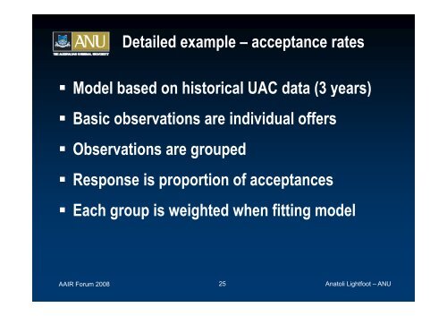 Predictive Modelling of Undergraduate Student Intake - aair