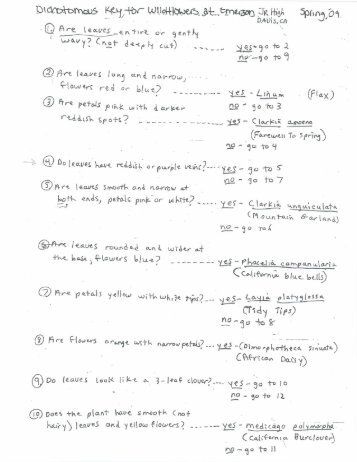 Dichotomous Key