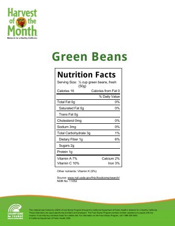 Green Beans (PDF) - Harvest of the Month