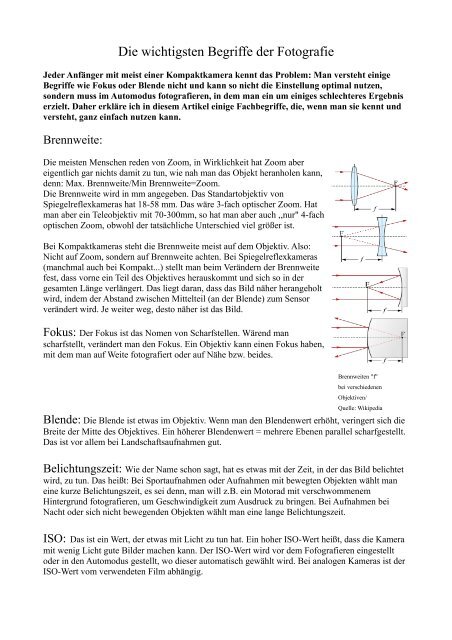 Die Wichtigsten Begriffe Der Fotografie
