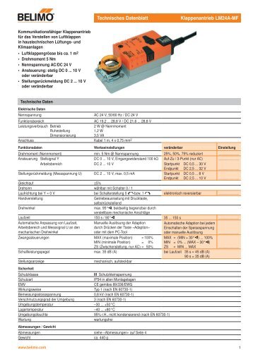 Technisches Datenblatt Klappenantrieb LM24A-MF - Belimo