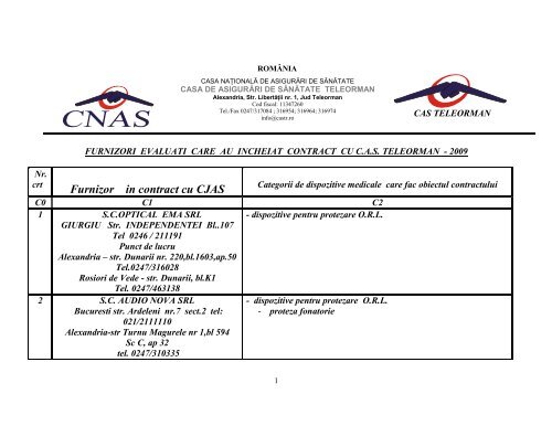 Furnizor in contract cu CJAS