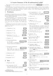 A Concise Summary of the B mathematical toolkit