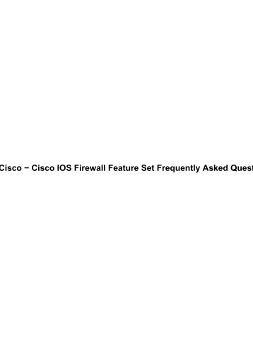 Cisco IOS Firewall Feature Set Frequently Asked ... - Packet Storm