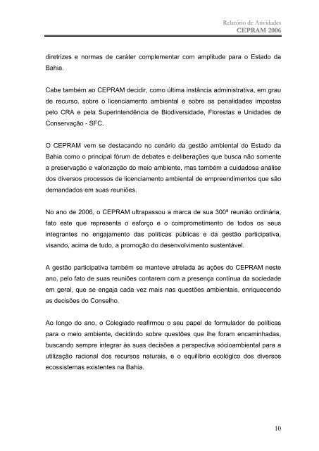 RelatÃ³rio 2006. - SEMA - Secretaria do Meio Ambiente